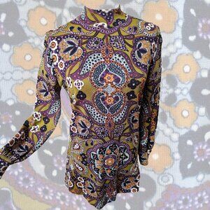 GOLDWORM Vintage Mock Turtleneck Virgin Merino Wool Mod Tunic Italy M